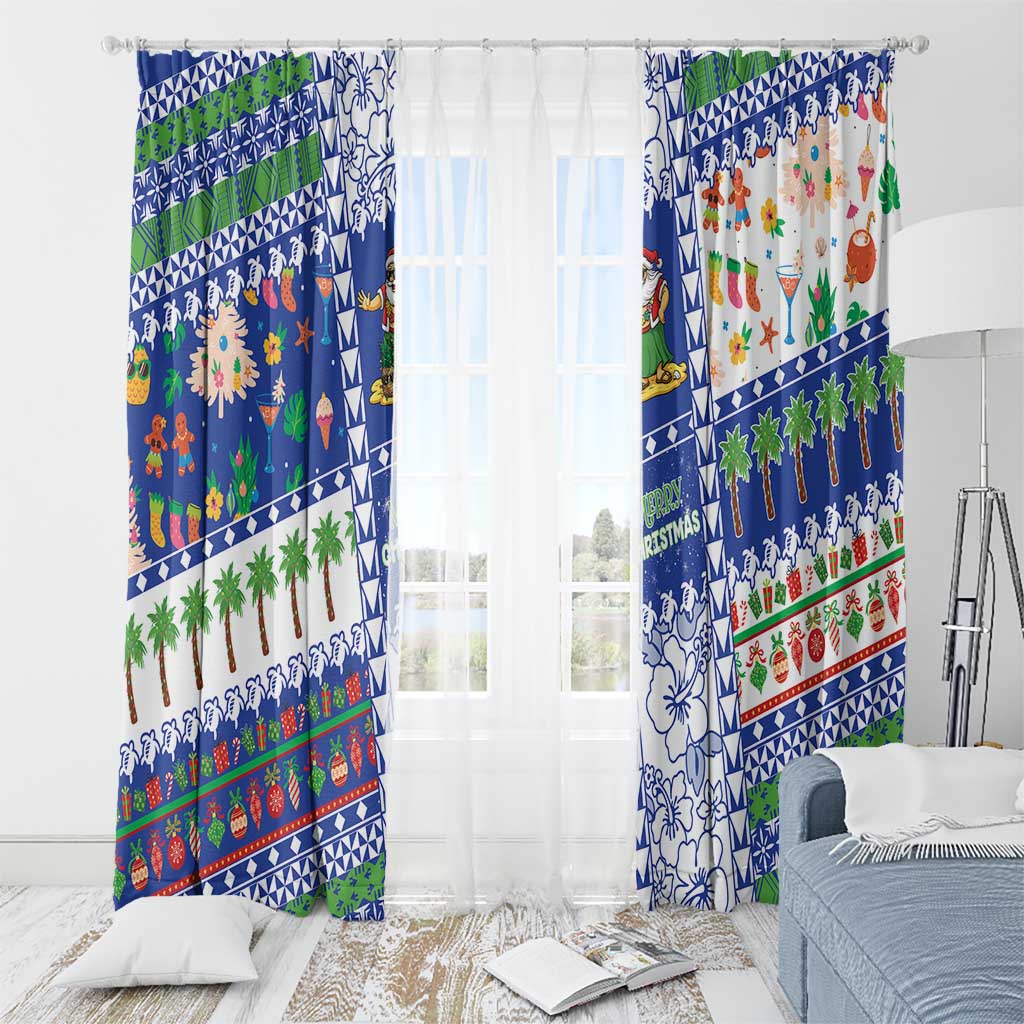 Northern Mariana Islands Christmas Window Curtain Festive Beach Vibes - Polynesian Pride