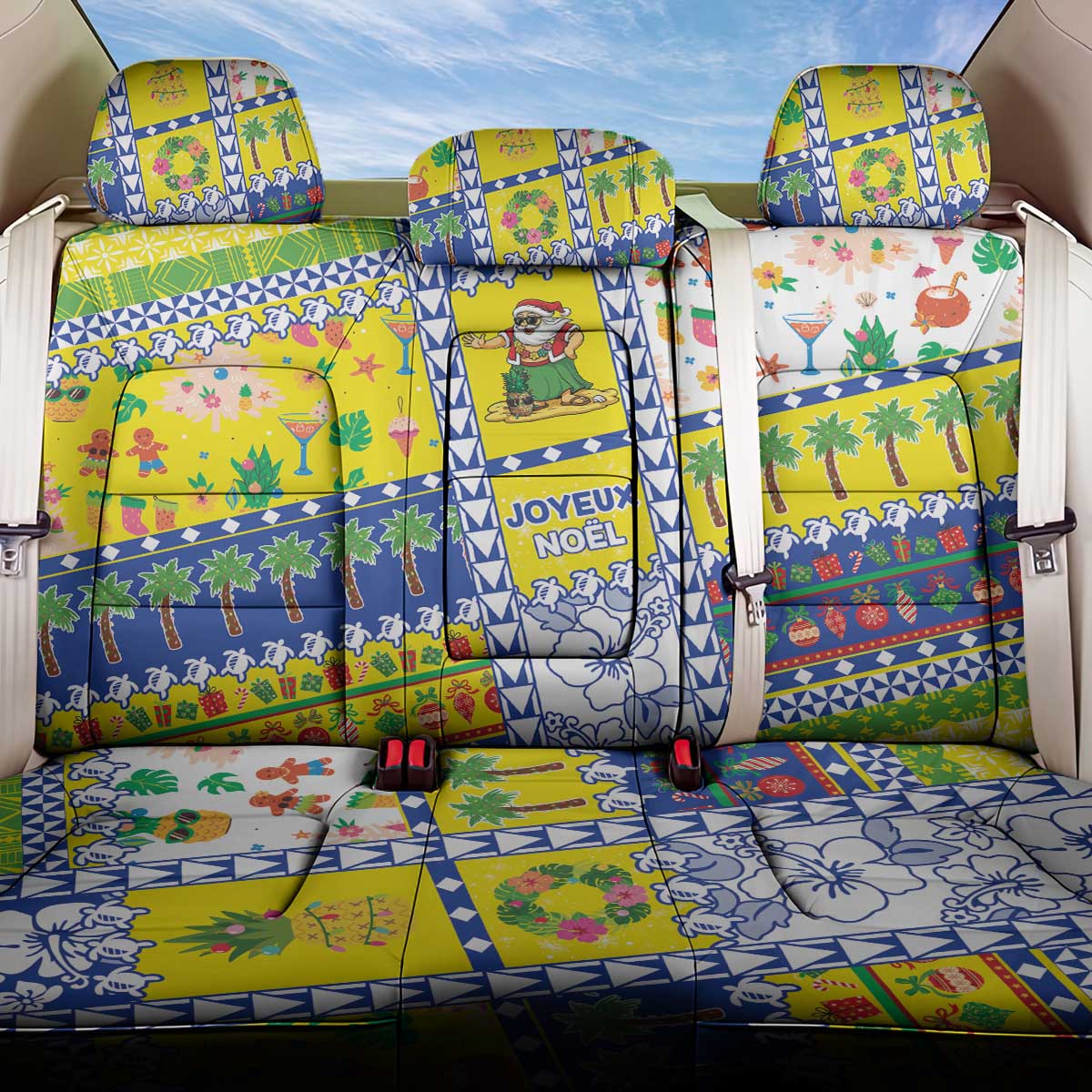 New Caledonia Christmas Back Car Seat Cover Festive Beach Vibes - Polynesian Pride