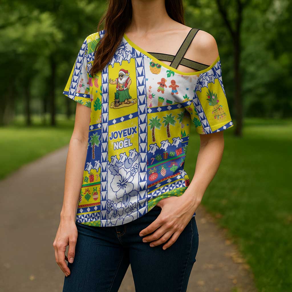 New Caledonia Christmas Cross Shoulder Shirt Festive Beach Vibes - Polynesian Pride