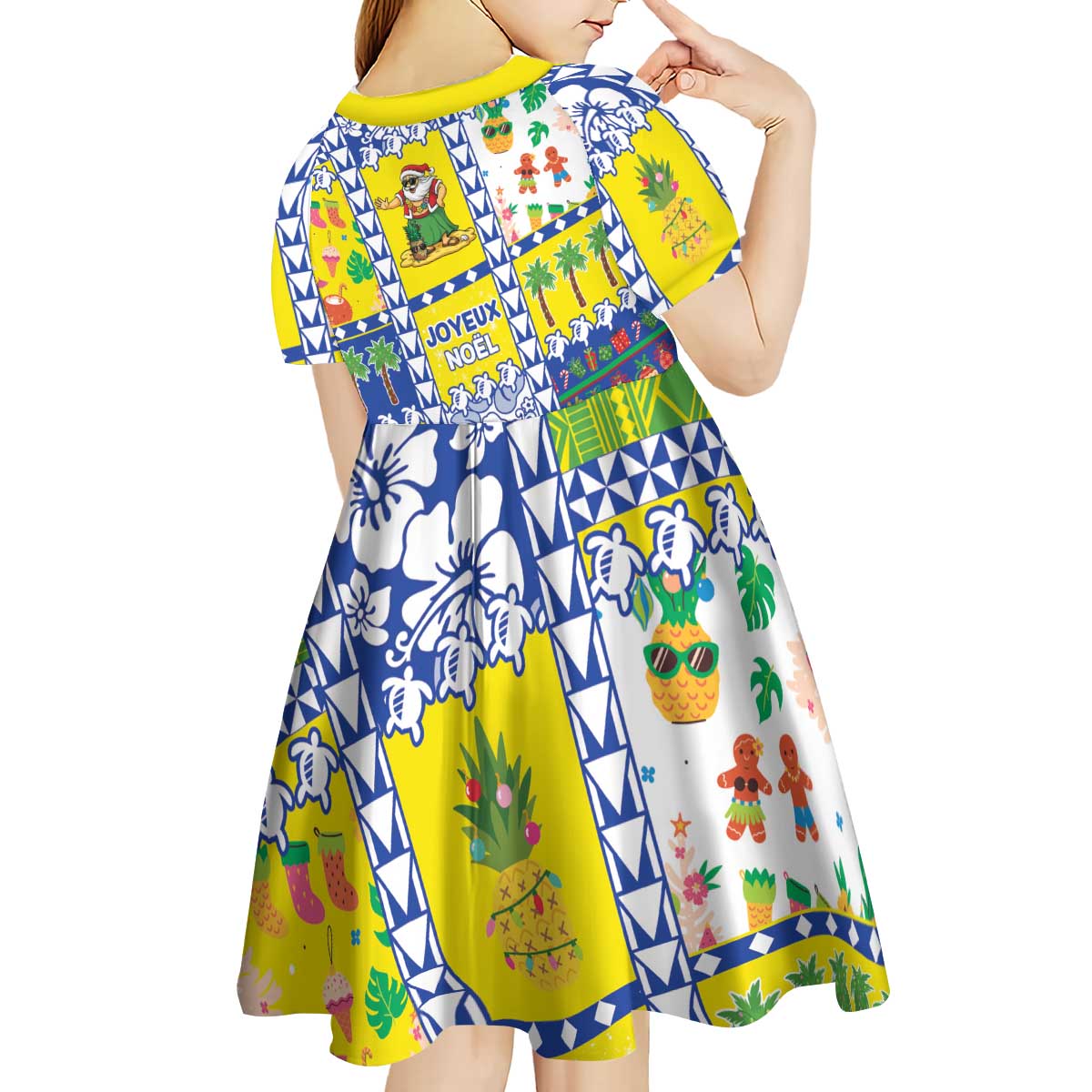 New Caledonia Christmas Kid Short Sleeve Dress Festive Beach Vibes - Polynesian Pride