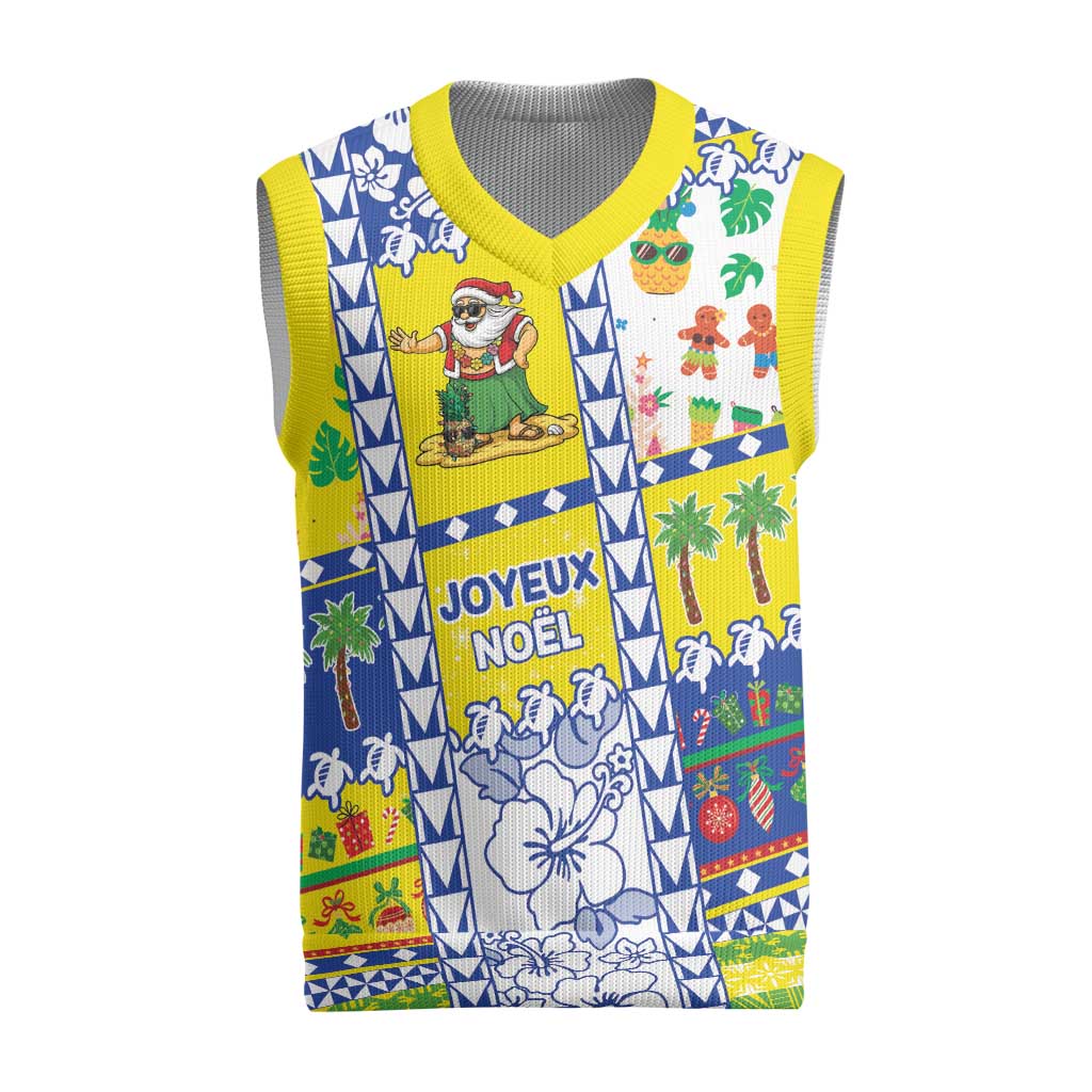 New Caledonia Christmas Knitted V-Neck Vest Festive Beach Vibes - Polynesian Pride