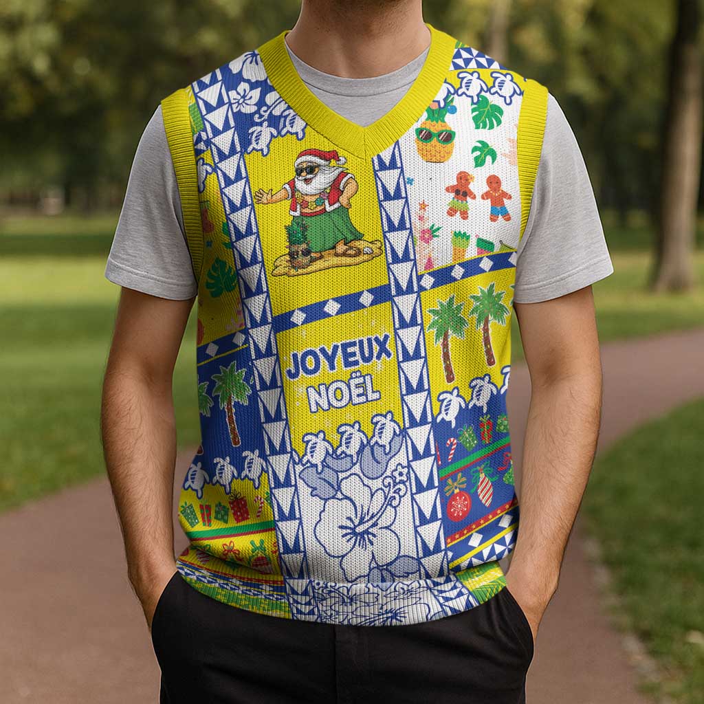 New Caledonia Christmas Knitted V-Neck Vest Festive Beach Vibes - Polynesian Pride