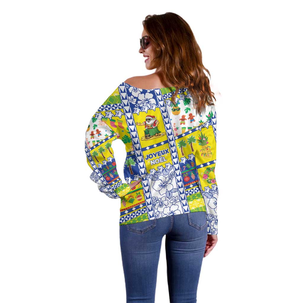 New Caledonia Christmas Off Shoulder Sweater Festive Beach Vibes - Polynesian Pride