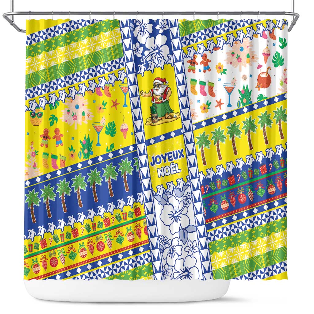 New Caledonia Christmas Shower Curtain Festive Beach Vibes - Polynesian Pride