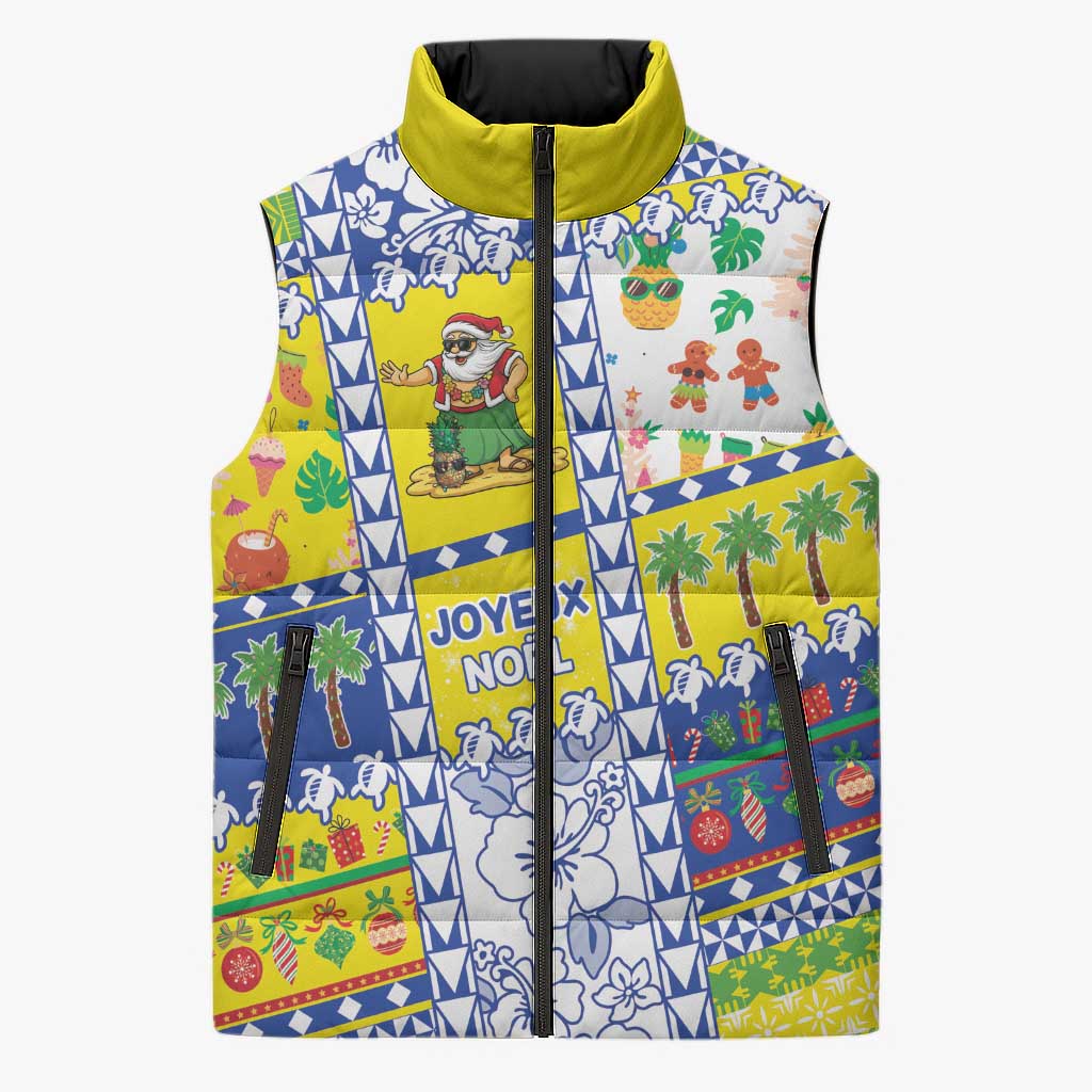 New Caledonia Christmas Sleeveless Puffer Jacket Festive Beach Vibes - Polynesian Pride