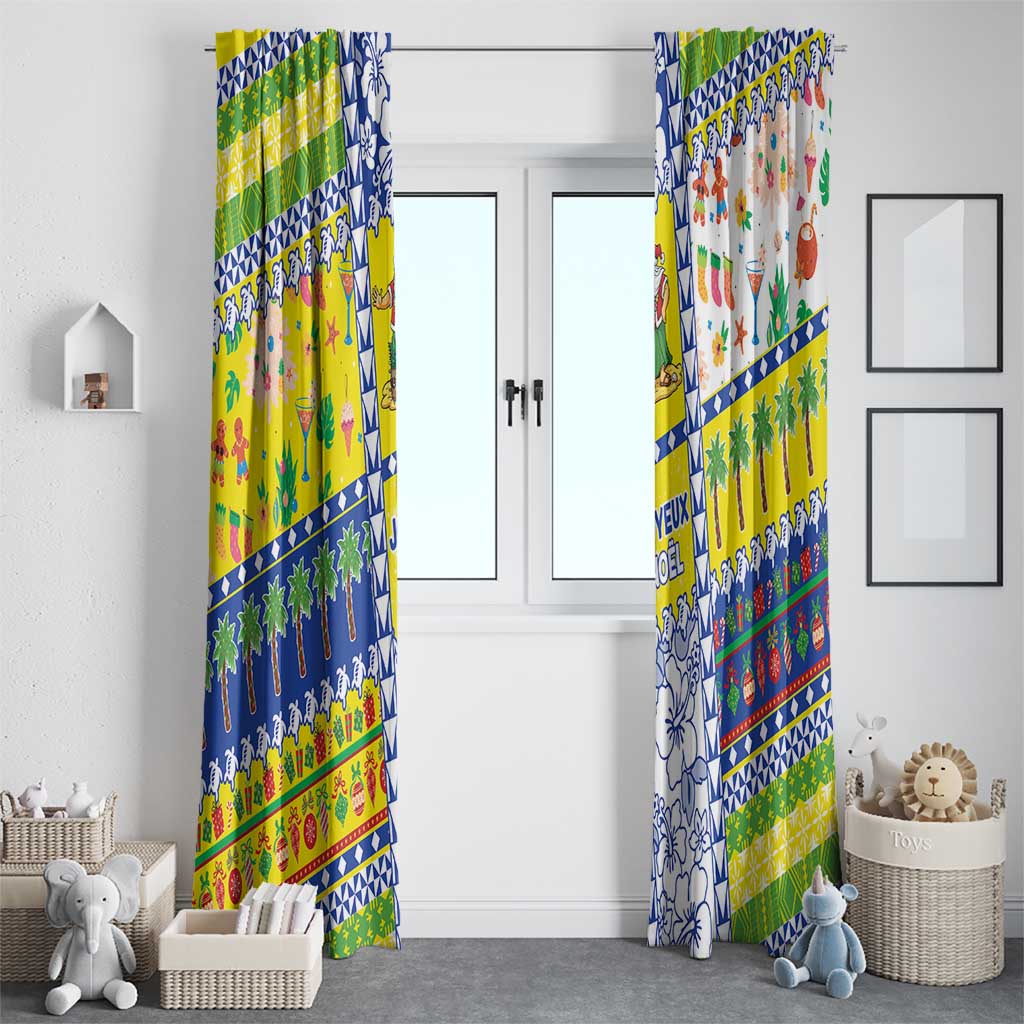 New Caledonia Christmas Window Curtain Festive Beach Vibes - Polynesian Pride