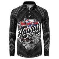 Hawaii November 28th Button Sweatshirt Kanaka Maoli Tribal Pattern - Polynesian Pride