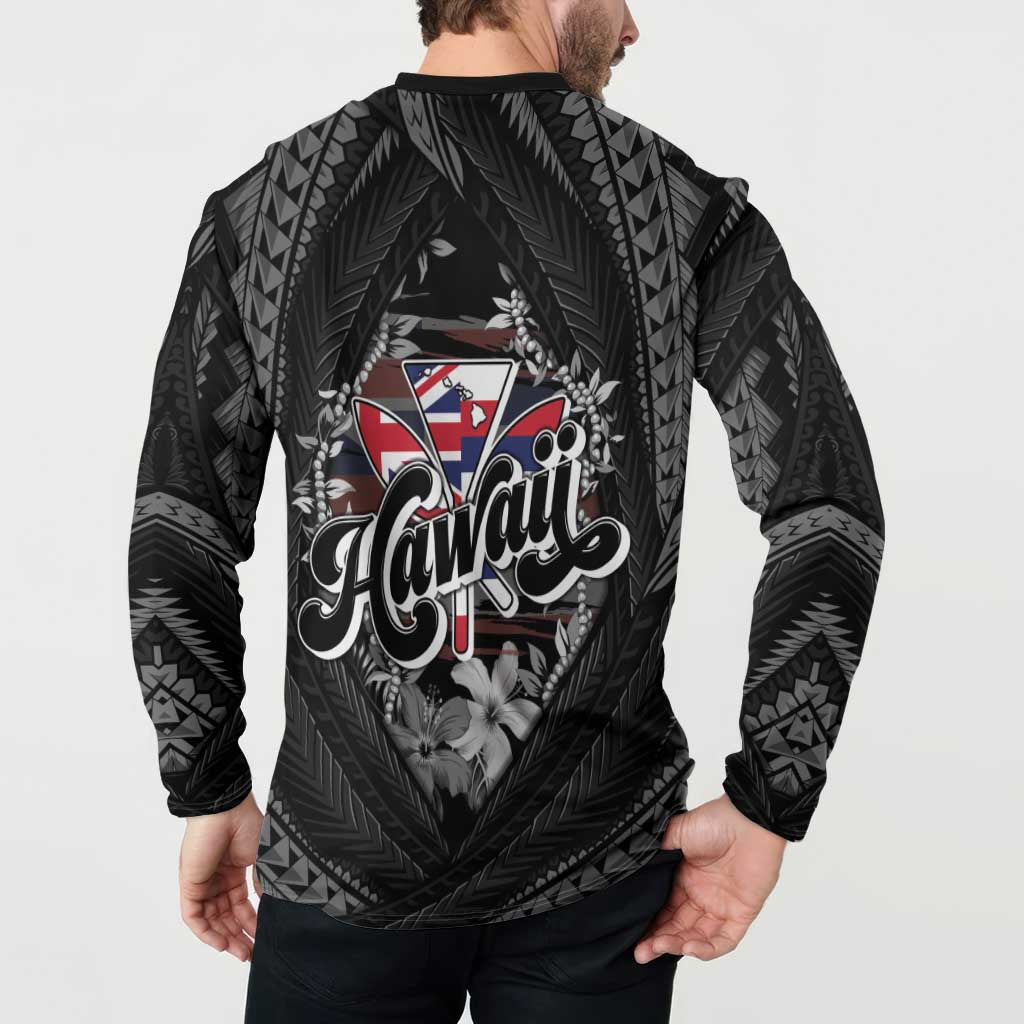 Hawaii November 28th Button Sweatshirt Kanaka Maoli Tribal Pattern - Polynesian Pride