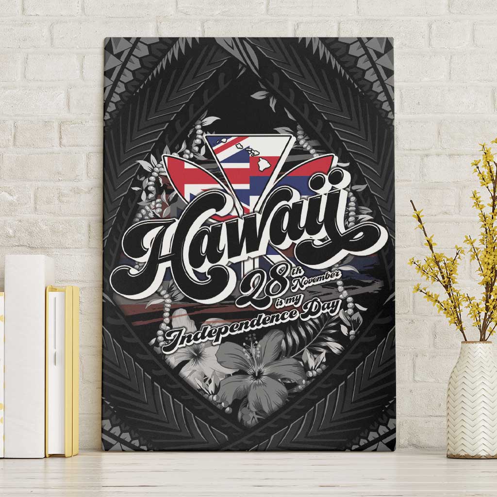Hawaii November 28th Canvas Wall Art Kanaka Maoli Tribal Pattern LT05 Without Frame Black - Polynesian Pride
