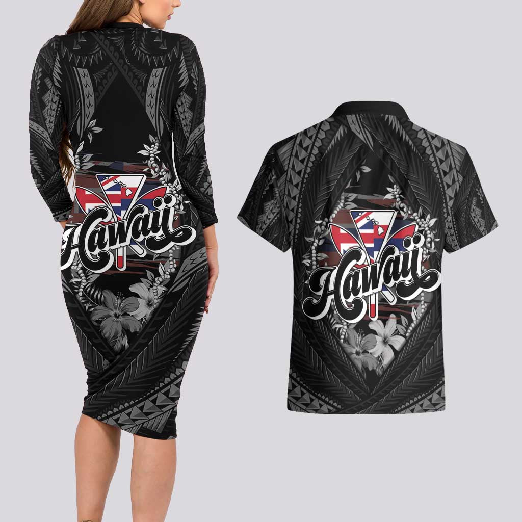 Hawaii November 28th Couples Matching Long Sleeve Bodycon Dress and Hawaiian Shirt Kanaka Maoli Tribal Pattern - Polynesian Pride