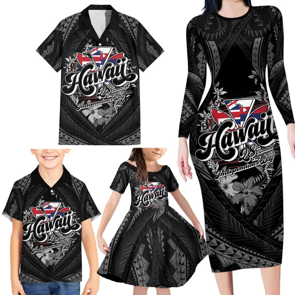 Hawaii November 28th Family Matching Long Sleeve Bodycon Dress and Hawaiian Shirt Kanaka Maoli Tribal Pattern - Polynesian Pride