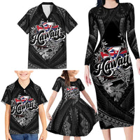 Hawaii November 28th Family Matching Long Sleeve Bodycon Dress and Hawaiian Shirt Kanaka Maoli Tribal Pattern - Polynesian Pride
