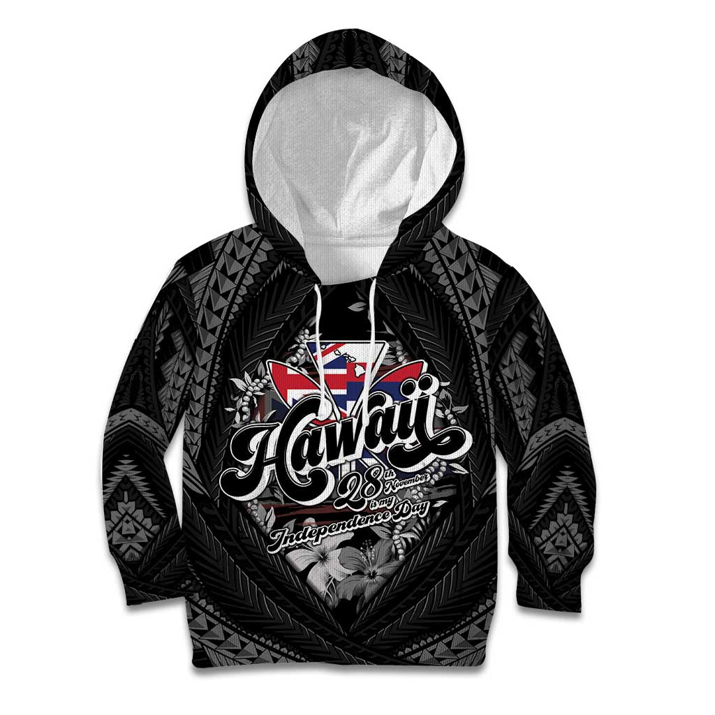Hawaii November 28th Kid Hoodie Kanaka Maoli Tribal Pattern LT05 Hoodie Black - Polynesian Pride