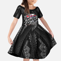 Hawaii November 28th Kid Short Sleeve Dress Kanaka Maoli Tribal Pattern - Polynesian Pride