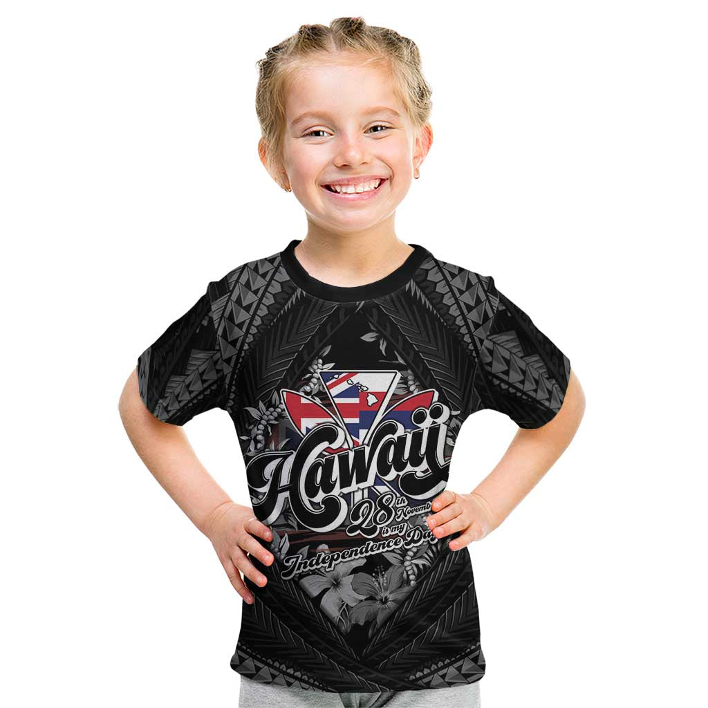 Hawaii November 28th Kid T Shirt Kanaka Maoli Tribal Pattern LT05 Black - Polynesian Pride