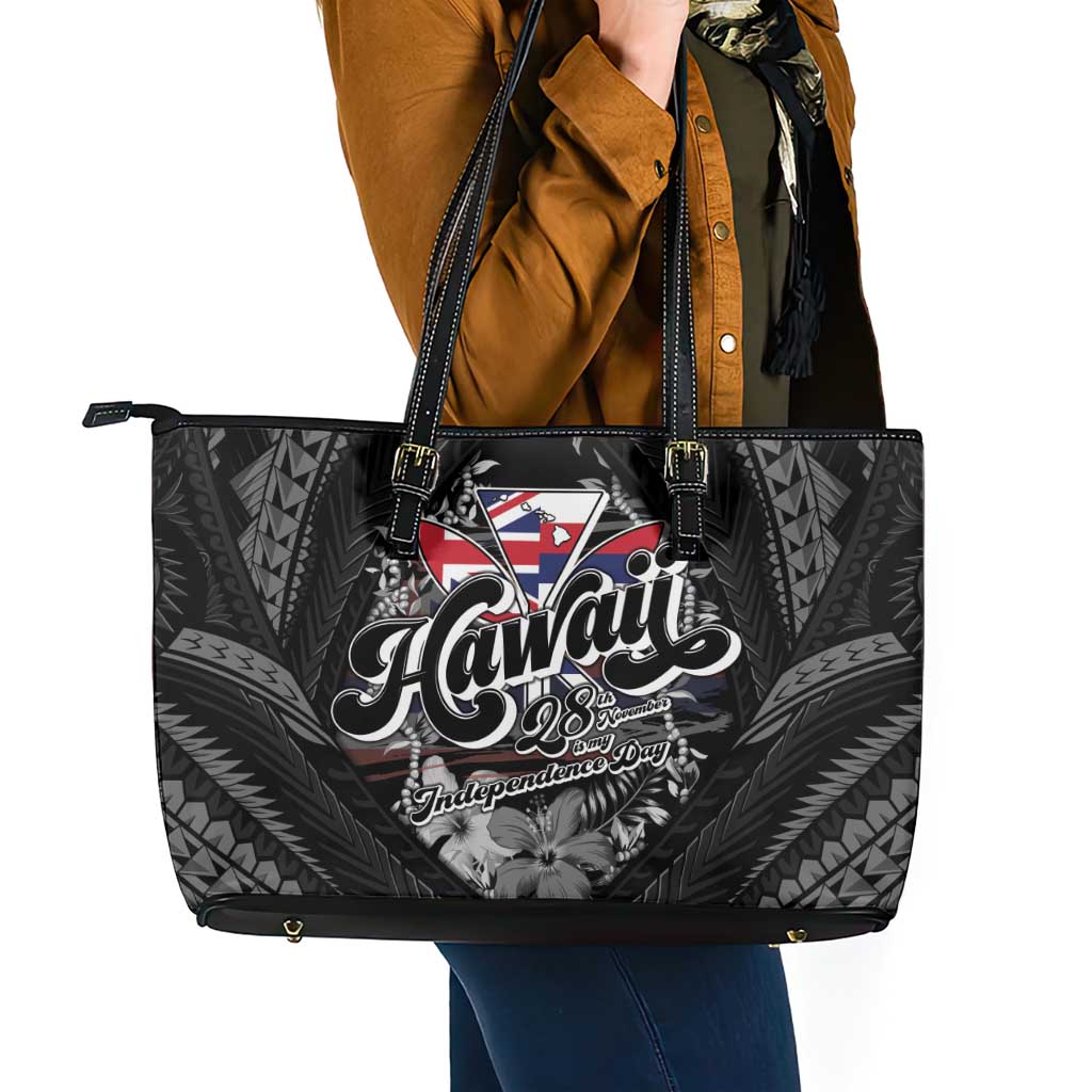 Hawaii November 28th Leather Tote Bag Kanaka Maoli Tribal Pattern - Polynesian Pride