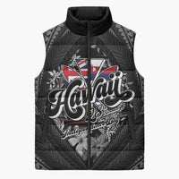 Hawaii November 28th Sleeveless Puffer Jacket Kanaka Maoli Tribal Pattern LT05 Unisex Black - Polynesian Pride