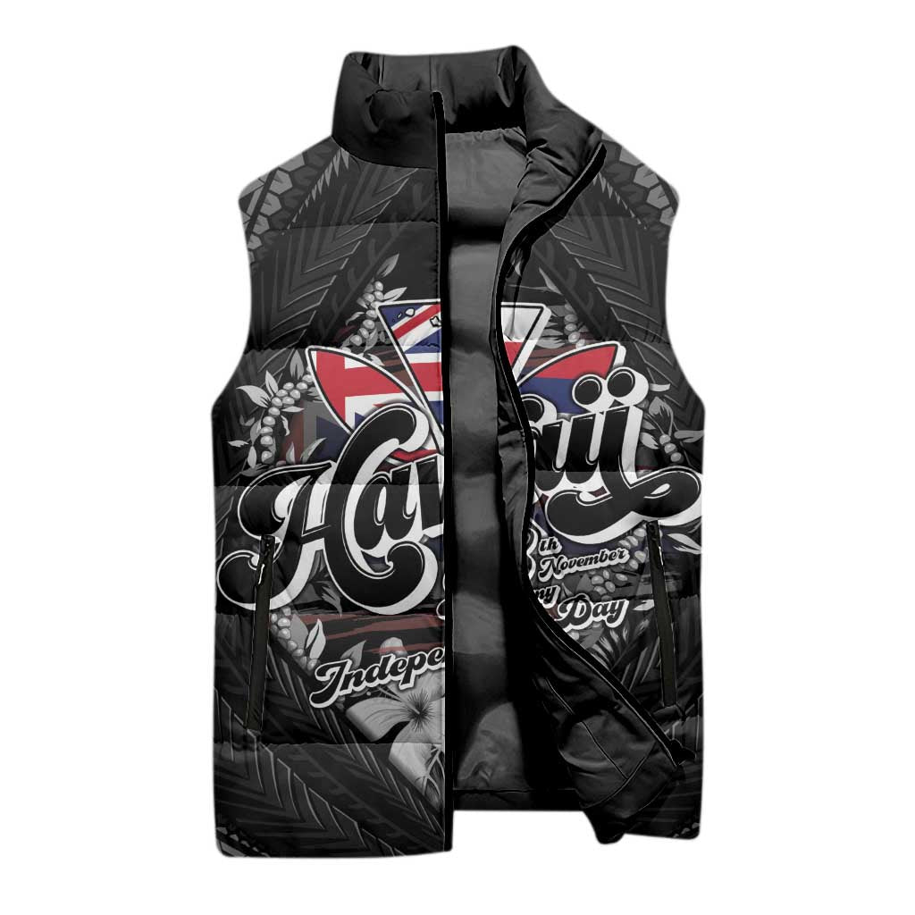 Hawaii November 28th Sleeveless Puffer Jacket Kanaka Maoli Tribal Pattern LT05 - Polynesian Pride