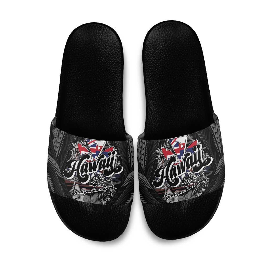 Hawaii November 28th Slide Sandals Kanaka Maoli Tribal Pattern - Polynesian Pride