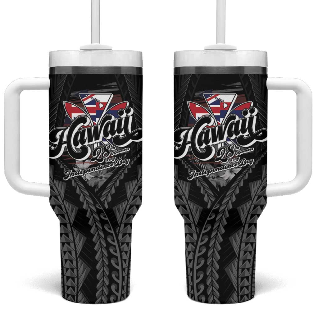 Hawaii November 28th Tumbler With Handle Kanaka Maoli Tribal Pattern - Polynesian Pride