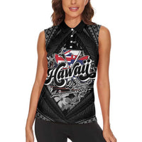 Hawaii November 28th Women Sleeveless Polo Shirt Kanaka Maoli Tribal Pattern - Polynesian Pride