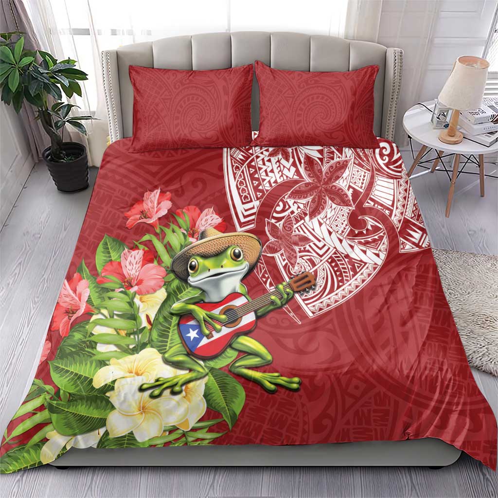 Puerto Rico Coqui Frog Bedding Set Tropical Flowers Polynesian Style - Polynesian Pride