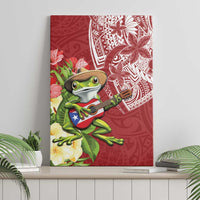 Puerto Rico Coqui Frog Canvas Wall Art Tropical Flowers Polynesian Style - Polynesian Pride