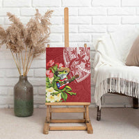 Puerto Rico Coqui Frog Canvas Wall Art Tropical Flowers Polynesian Style - Polynesian Pride