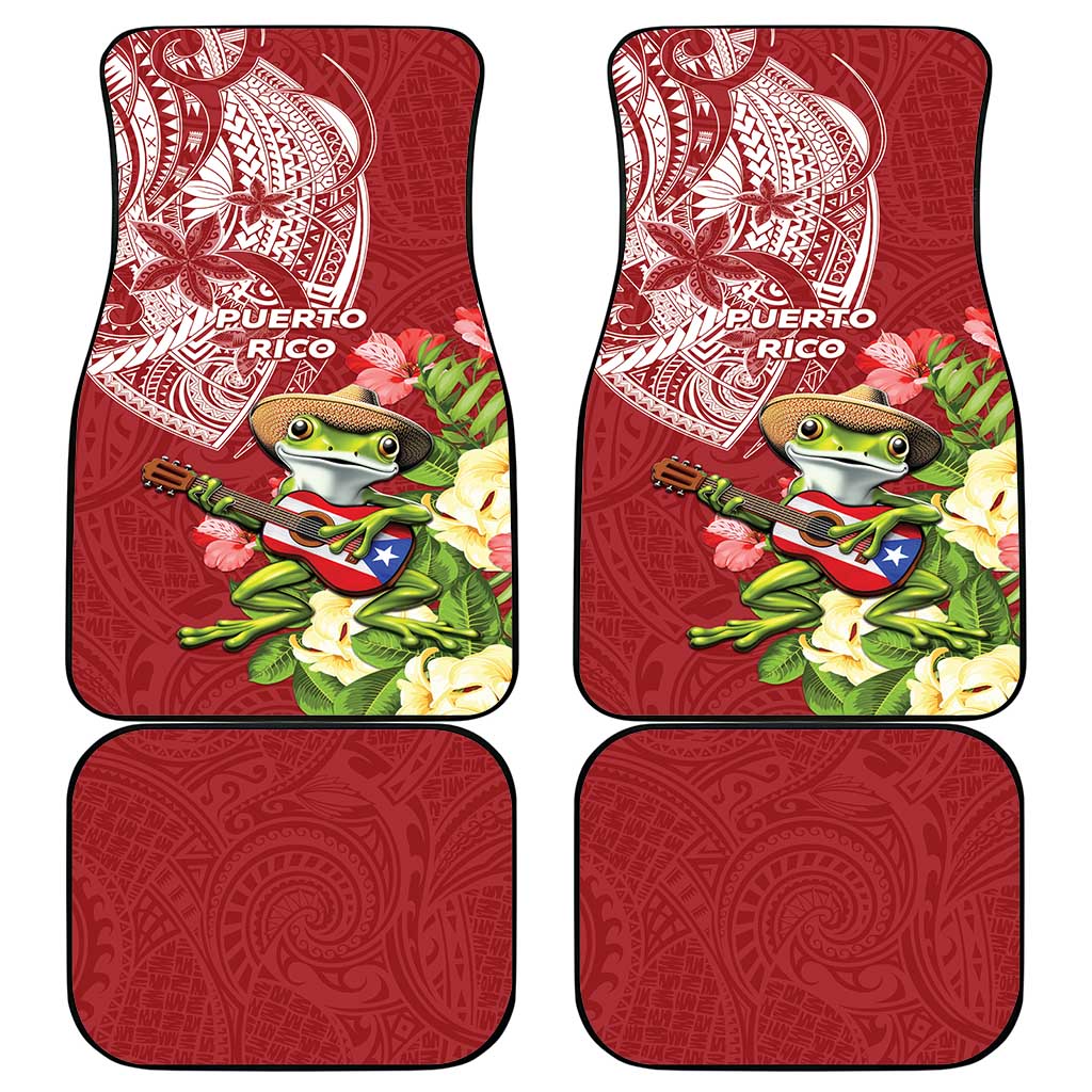 Puerto Rico Coqui Frog Car Mats Tropical Flowers Polynesian Style - Polynesian Pride
