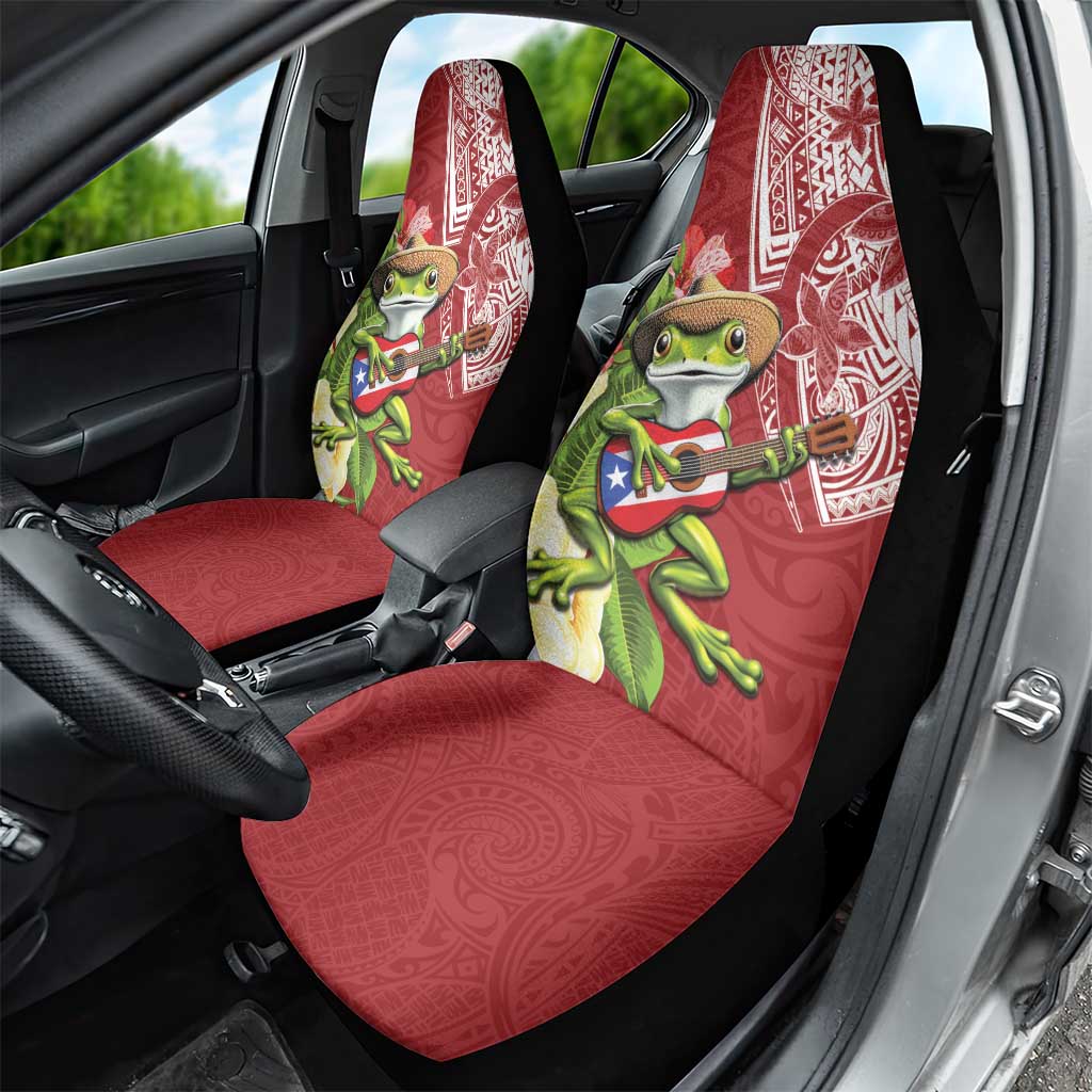 Puerto Rico Coqui Frog Car Seat Cover Tropical Flowers Polynesian Style - Polynesian Pride
