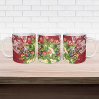 Puerto Rico Coqui Frog Ceramic Mug Tropical Flowers Polynesian Style - Polynesian Pride