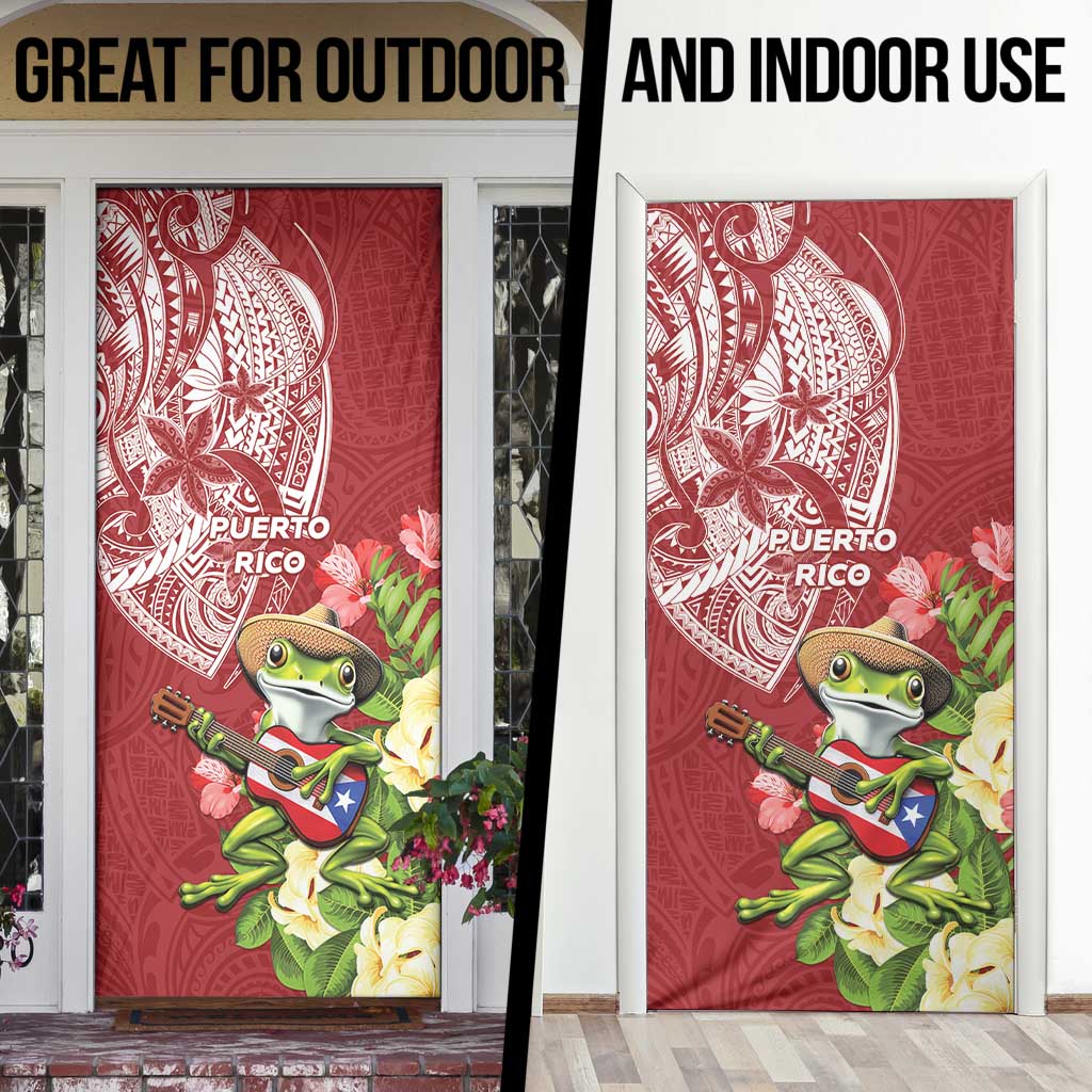 Puerto Rico Coqui Frog Door Cover Tropical Flowers Polynesian Style - Polynesian Pride