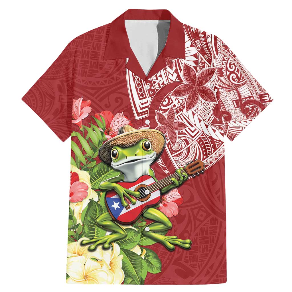 Puerto Rico Coqui Frog Family Matching Mermaid Dress and Hawaiian Shirt Tropical Flowers Polynesian Style - Polynesian Pride