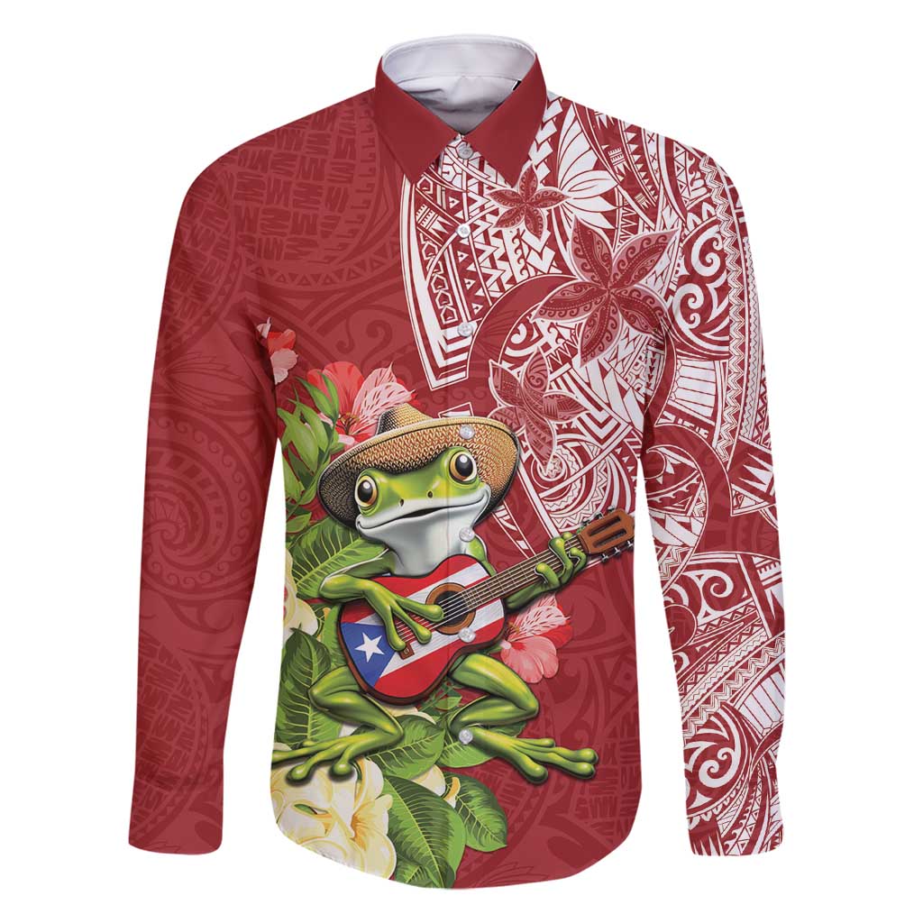 Puerto Rico Coqui Frog Family Matching Mermaid Dress and Hawaiian Shirt Tropical Flowers Polynesian Style - Polynesian Pride