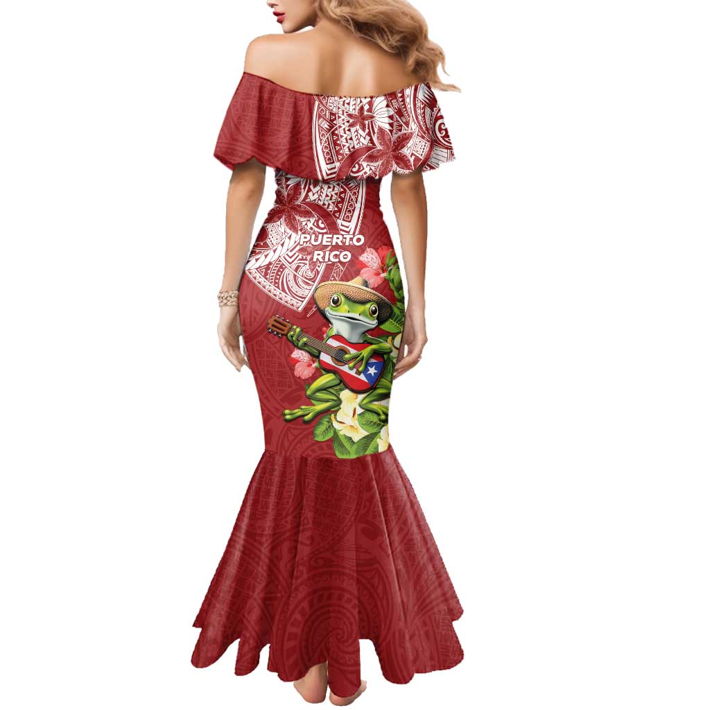 Puerto Rico Coqui Frog Family Matching Mermaid Dress and Hawaiian Shirt Tropical Flowers Polynesian Style - Polynesian Pride