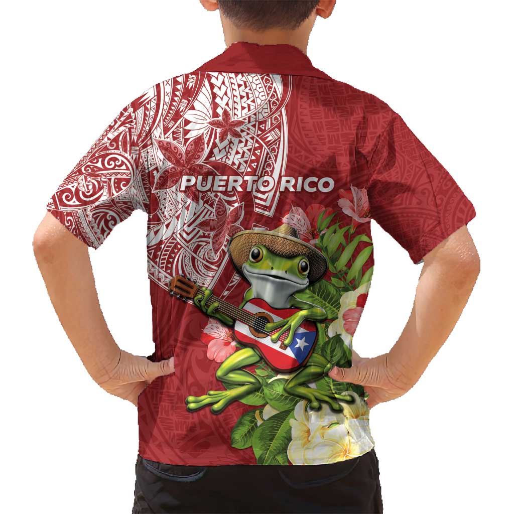 Puerto Rico Coqui Frog Family Matching Off Shoulder Maxi Dress and Hawaiian Shirt Tropical Flowers Polynesian Style - Polynesian Pride