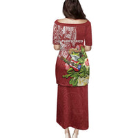 Puerto Rico Coqui Frog Family Matching Puletasi and Hawaiian Shirt Tropical Flowers Polynesian Style - Polynesian Pride