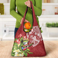 Puerto Rico Coqui Frog Grocery Bag Tropical Flowers Polynesian Style - Polynesian Pride