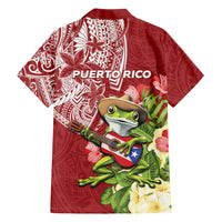 Puerto Rico Coqui Frog Hawaiian Shirt Tropical Flowers Polynesian Style - Polynesian Pride