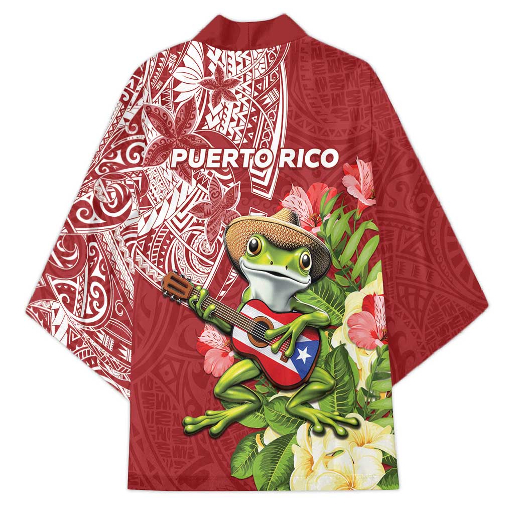 Puerto Rico Coqui Frog Kimono Tropical Flowers Polynesian Style - Polynesian Pride