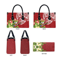 Puerto Rico Coqui Frog Leather Bag Tropical Flowers Polynesian Style - Polynesian Pride