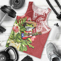 Puerto Rico Coqui Frog Men Tank Top Tropical Flowers Polynesian Style - Polynesian Pride