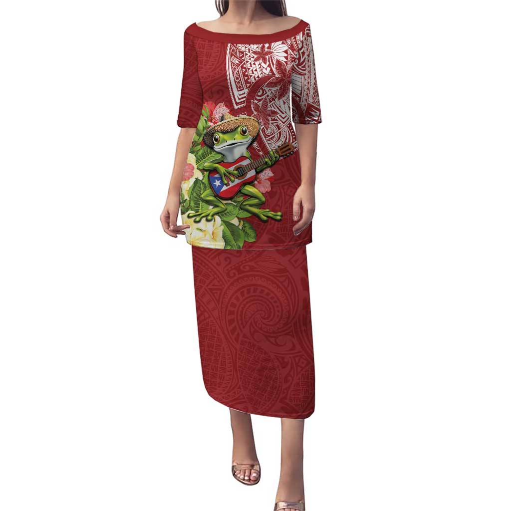 Puerto Rico Coqui Frog Puletasi Tropical Flowers Polynesian Style - Polynesian Pride