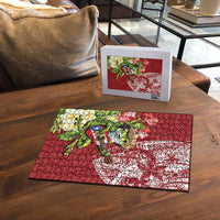 Puerto Rico Coqui Frog Puzzle Tropical Flowers Polynesian Style - Polynesian Pride