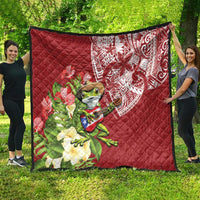 Puerto Rico Coqui Frog Quilt Tropical Flowers Polynesian Style - Polynesian Pride