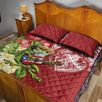 Puerto Rico Coqui Frog Quilt Bed Set Tropical Flowers Polynesian Style - Polynesian Pride