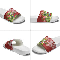Puerto Rico Coqui Frog Slide Sandals Tropical Flowers Polynesian Style - Polynesian Pride