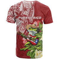 Puerto Rico Coqui Frog T Shirt Tropical Flowers Polynesian Style - Polynesian Pride