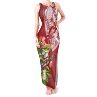 Puerto Rico Coqui Frog Tank Maxi Dress Tropical Flowers Polynesian Style - Polynesian Pride