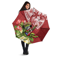 Puerto Rico Coqui Frog Umbrella Tropical Flowers Polynesian Style - Polynesian Pride